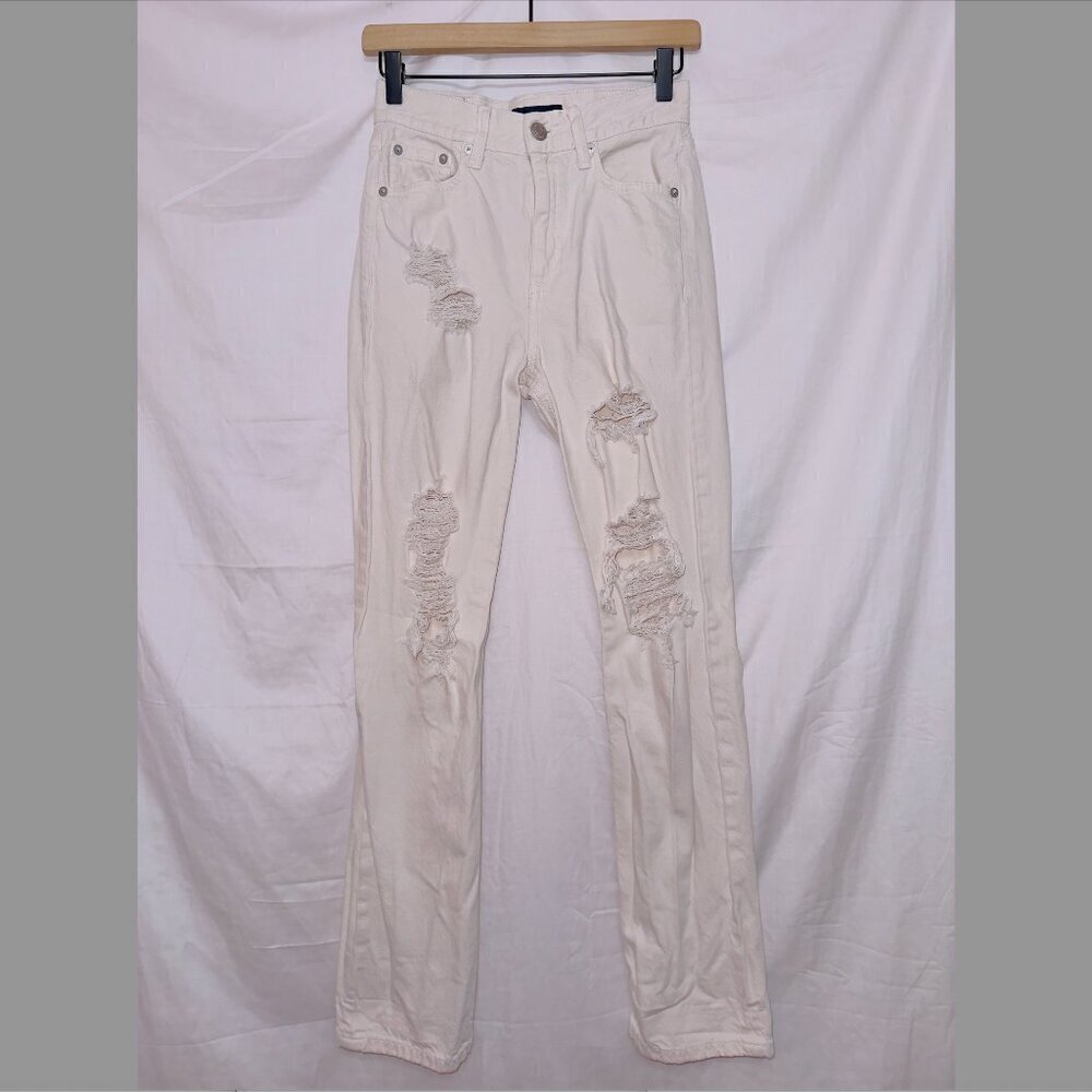 Aeropostale AERO light pale pink denim high waisted distressed 90s baggy jeans
